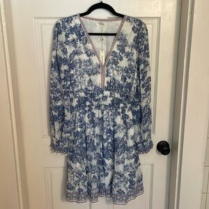 Max Studio Toile Print Long Sleeve Dress